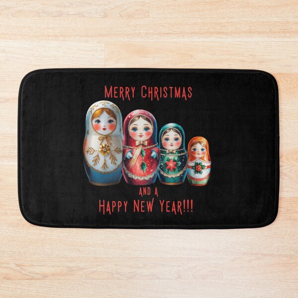 Item preview, Christmas Matryoshka Dolls – Merry Christmas and Happy New Year Russian Holiday Art -BLACK designed and sold by PAPIRO SIGLO XXI.