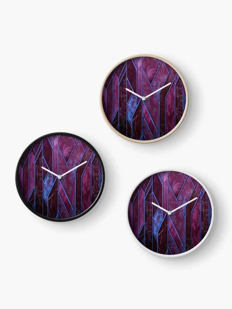 Thumbnail 3 of 4, Clock, Violet Ridges Abstract Pattern designed and sold by Shawnsonartshop.