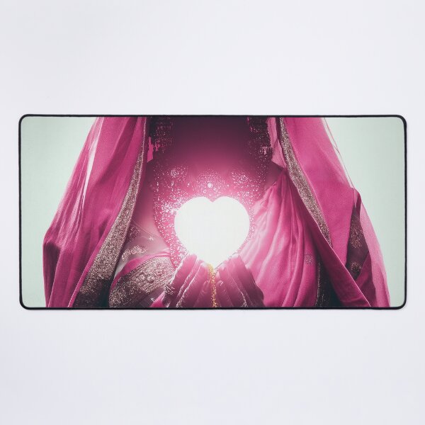 Item preview, Radiant Heart Offering – Surreal South Asian Divine Feminine Portrait designed and sold by Mystikos Art.