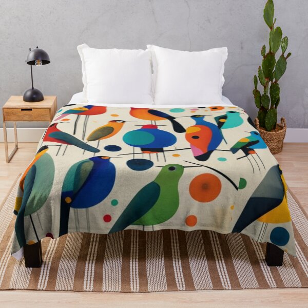 Item preview,  birds on a branch with big eyes in contemporary minimalism, abstract white background, illustration, paintingv0.1 logo graphics colorful birds designed and sold by gulka8.