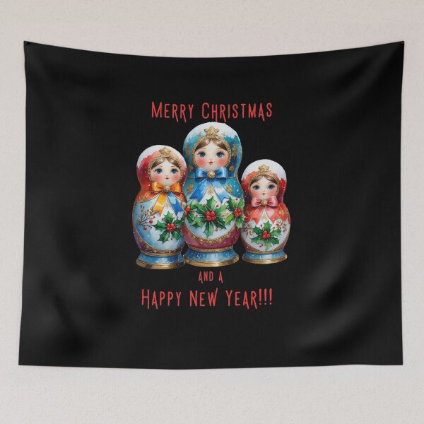 Item preview, Christmas Matryoshka Dolls – Festive Russian Nesting Doll Holiday Art - BLACK designed and sold by PAPIRO SIGLO XXI.