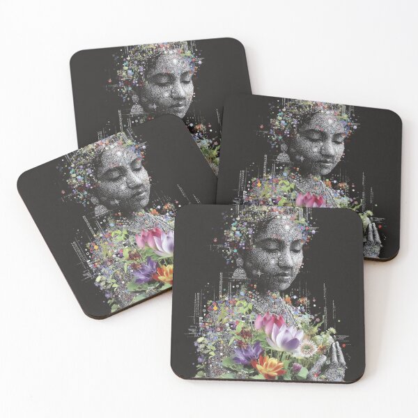 Item preview, Cyber Bloom – Surreal Tech-Human Portrait with Floral Offering designed and sold by Mystikos Art.