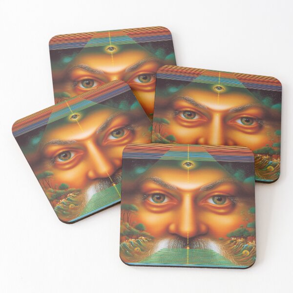 Item preview, Osho Third Eye Pyramid – Surreal Cosmic Consciousness Portrait Art designed and sold by Mystikos Art.