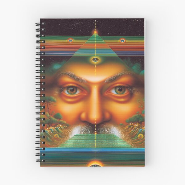 Item preview, Osho Third Eye Pyramid – Surreal Cosmic Consciousness Portrait Art designed and sold by Mystikos Art.