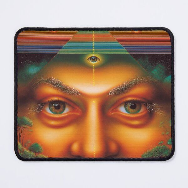 Item preview, Osho Third Eye Pyramid – Surreal Cosmic Consciousness Portrait Art designed and sold by Mystikos Art.