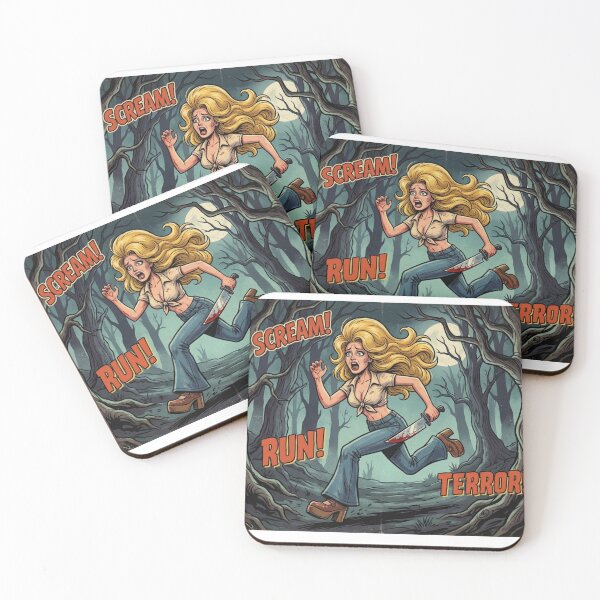 Item preview, 70s Final Girl Running Slasher Horror Artwork designed and sold by SlashandSlay.