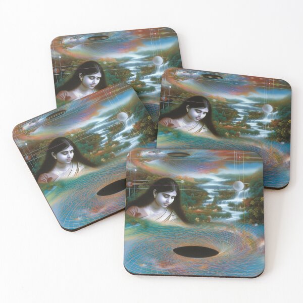 Item preview, Cosmic Parvati – Surreal Divine Feminine with Black Holes and Temples designed and sold by Mystikos Art.