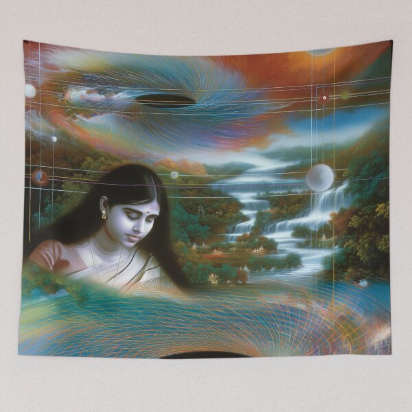Item preview, Cosmic Parvati – Surreal Divine Feminine with Black Holes and Temples designed and sold by Mystikos Art.