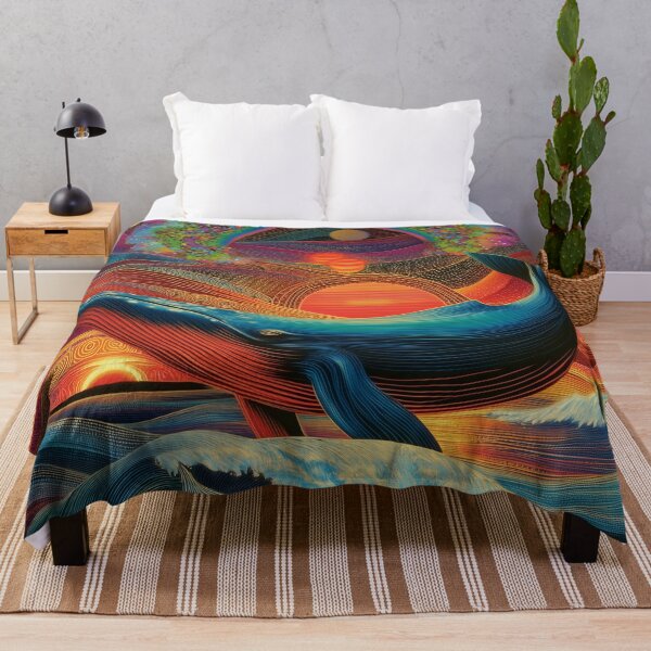 Item preview, Cosmic Whale Leap – Surreal Ocean Fantasy with Rainbow and Celestial Skies designed and sold by Mystikos Art.