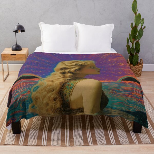 Item preview, Water Goddess Awakening – Surreal Psychedelic Portrait with Radiant Aura designed and sold by Mystikos Art.