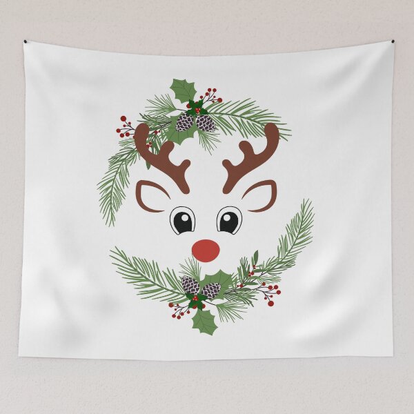Item preview, Merry Christmas. Christmas Wreath With a Reindeer Head. designed and sold by Dinasshop.