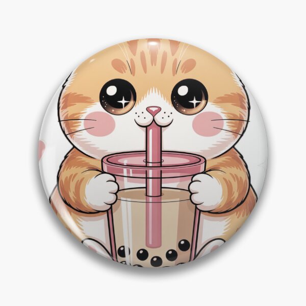 Item preview, Cute Chubby Cat Drinking Bubble Tea! designed and sold by graphicboyz112.