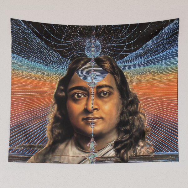 Item preview, Yogananda, Fractal Ascension – Surreal Cosmic Portrait of Consciousness and Earth Connection designed and sold by Mystikos Art.