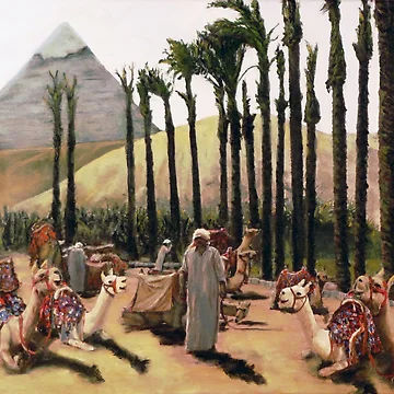 Aperçu de l'œuvre Camel Caravan Jockey de Randy Sprout Fine Art