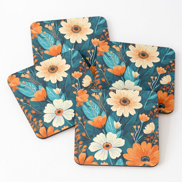 Item preview, Floral Explosion in Teal and Orange designed and sold by marakaram.