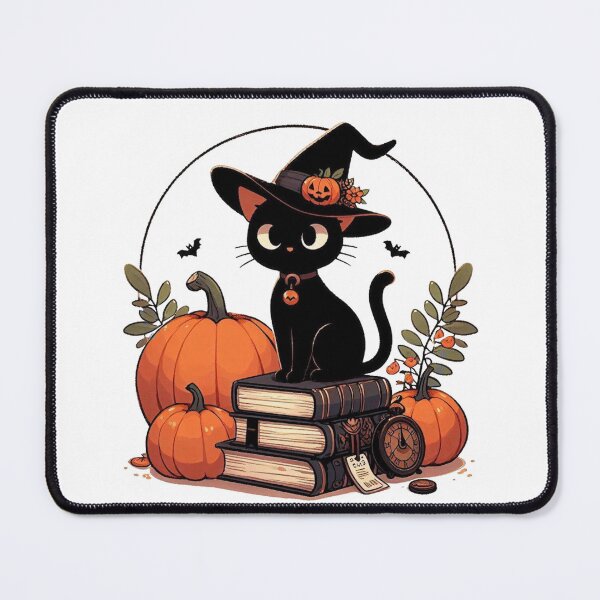 Item preview, Witchy Black Cat Halloween Pumpkin Books designed and sold by BigBlueArt.