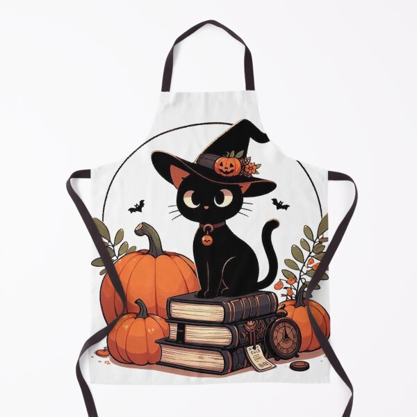 Item preview, Witchy Black Cat Halloween Pumpkin Books designed and sold by BigBlueArt.