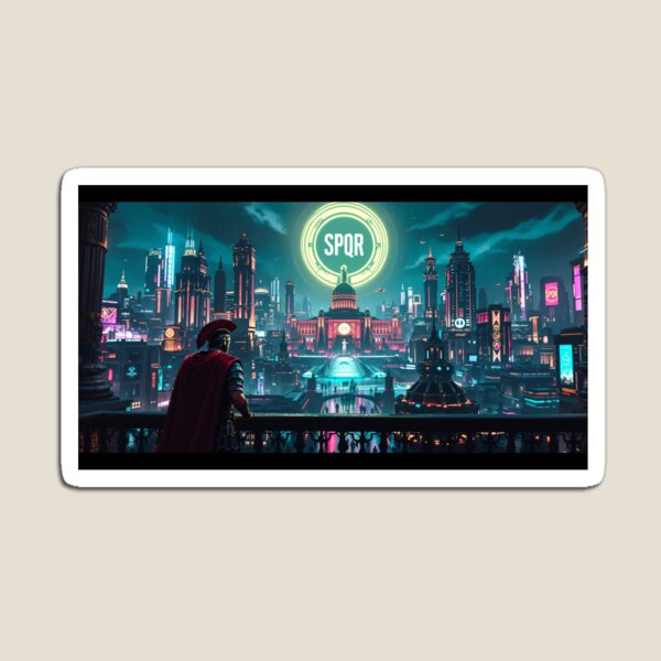 Item preview, Cyberpunk Roman Empire Desk Mat – Aeterna Roma Neon Legionary Cityscape designed and sold by AeternaRoma.