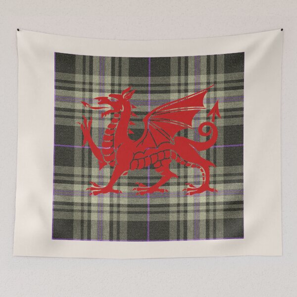 Item preview, Afallon Welsh Tartan – The Island of Apples & y Ddraig Goch - the red dragon v4 designed and sold by WheelieGdArt.