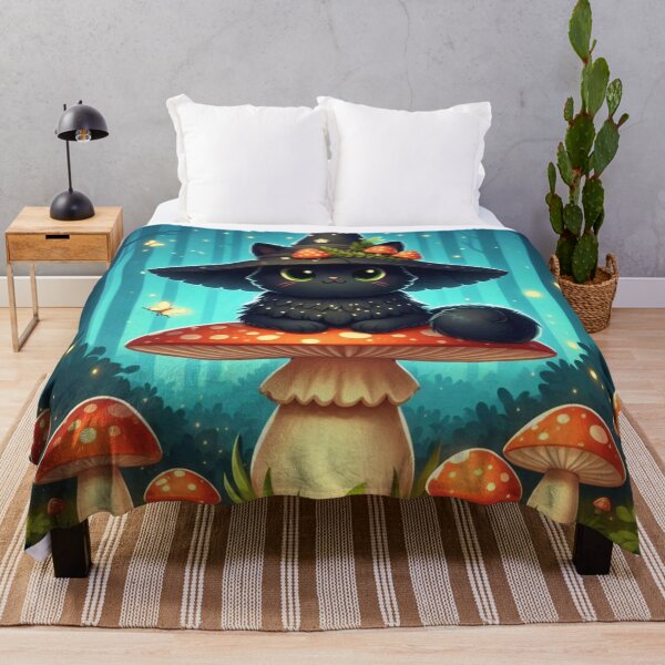 Item preview, Kawaii Witch Cat On Magic Mushroom designed and sold by BigBlueArt.