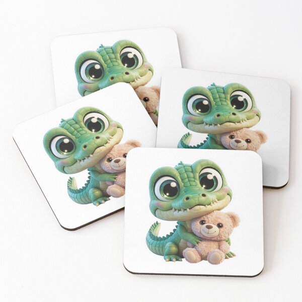 Item preview, 3D Baby Crocodile Hugging Teddy Bear – Kawaii Sticker designed and sold by FusiTink.