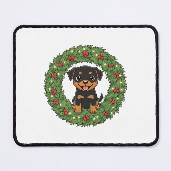 Item preview, Rottweiler Puppy in Christmas Wreath - Christmas Dog Lover designed and sold by The Real Life Symphony.