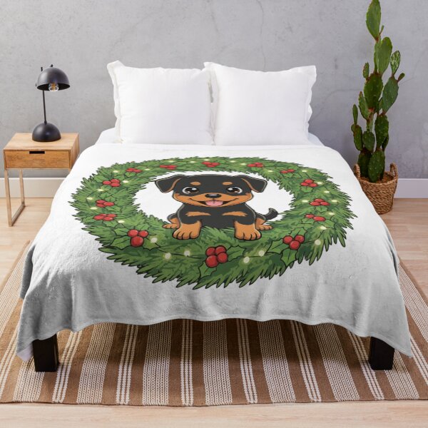 Item preview, Rottweiler Puppy in Christmas Wreath - Christmas Dog Lover designed and sold by The Real Life Symphony.