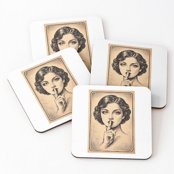 Item preview, Vintage Silence Lady – Retro Shhh Portrait Illustration designed and sold by Design-Curios.