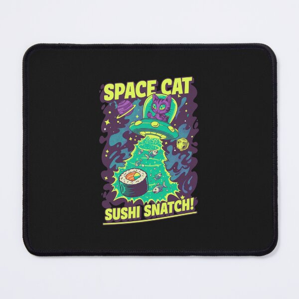 Item preview, Space Cat Sushi Snatch! - Neon Sci-Fi Kitten UFO designed and sold by AwesomeBeyondLimits.
