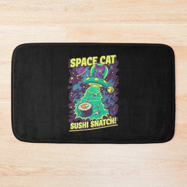 Item preview, Space Cat Sushi Snatch! - Neon Sci-Fi Kitten UFO designed and sold by AwesomeBeyondLimits.