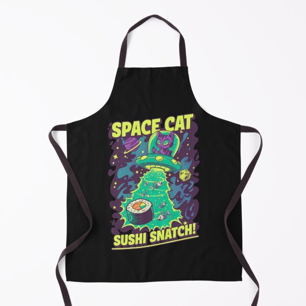 Item preview, Space Cat Sushi Snatch! - Neon Sci-Fi Kitten UFO designed and sold by AwesomeBeyondLimits.