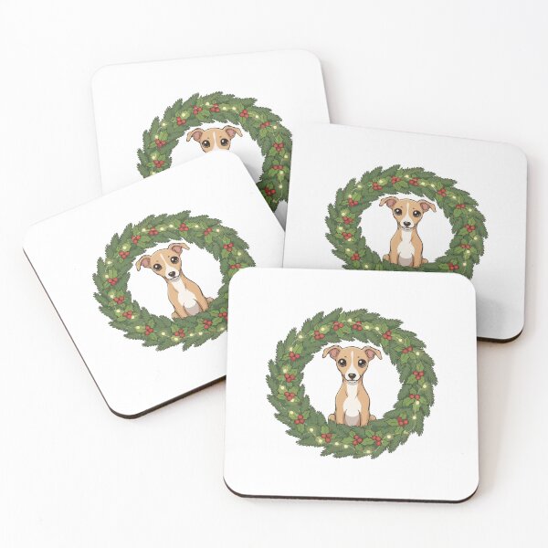 Item preview, Cute Whippet Puppy in Christmas Wreath - Christmas Dog Lover designed and sold by The Real Life Symphony.