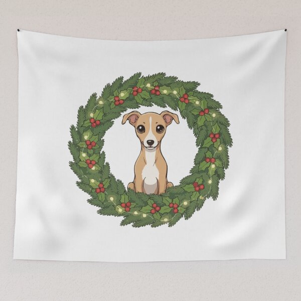 Item preview, Cute Whippet Puppy in Christmas Wreath - Christmas Dog Lover designed and sold by The Real Life Symphony.