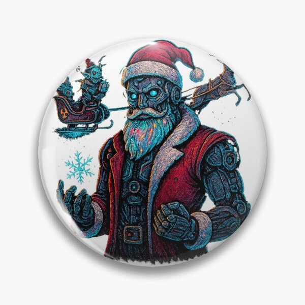 Item preview, Gothic Cyber Santa – Futuristic Christmas Cyborg with Neon Magic designed and sold by BlackDot Studio.
