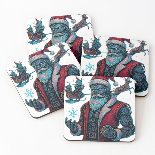 Item preview, Gothic Cyber Santa – Futuristic Christmas Cyborg with Neon Magic designed and sold by BlackDot Studio.