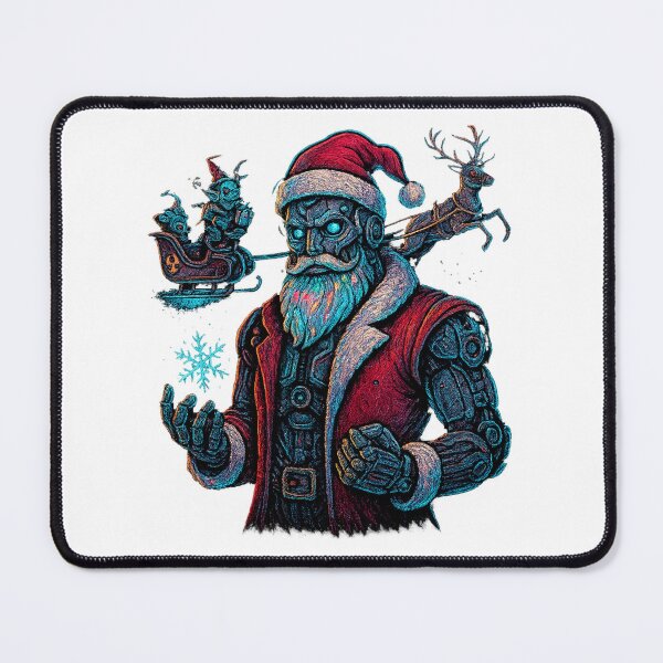 Item preview, Gothic Cyber Santa – Futuristic Christmas Cyborg with Neon Magic designed and sold by BlackDot Studio.
