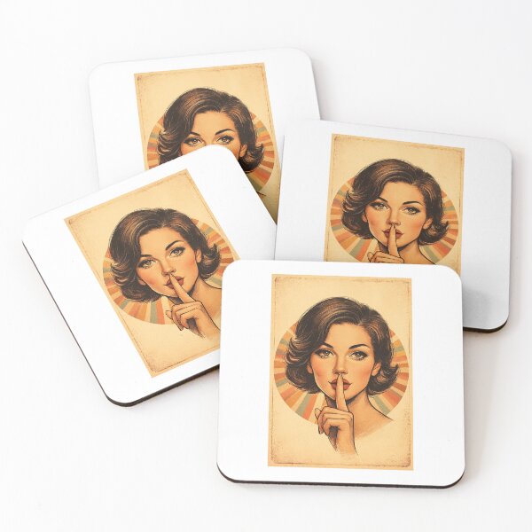 Item preview, Vintage Silence Lady – Retro Shhh Portrait Illustration designed and sold by Design-Curios.