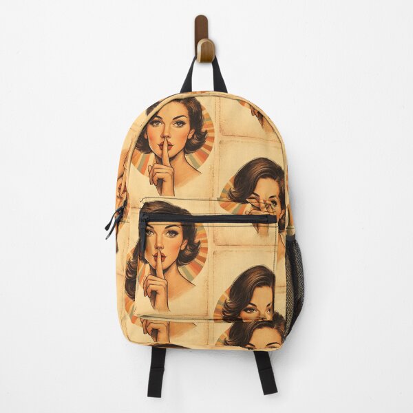 Item preview, Vintage Silence Lady – Retro Shhh Portrait Illustration designed and sold by Design-Curios.