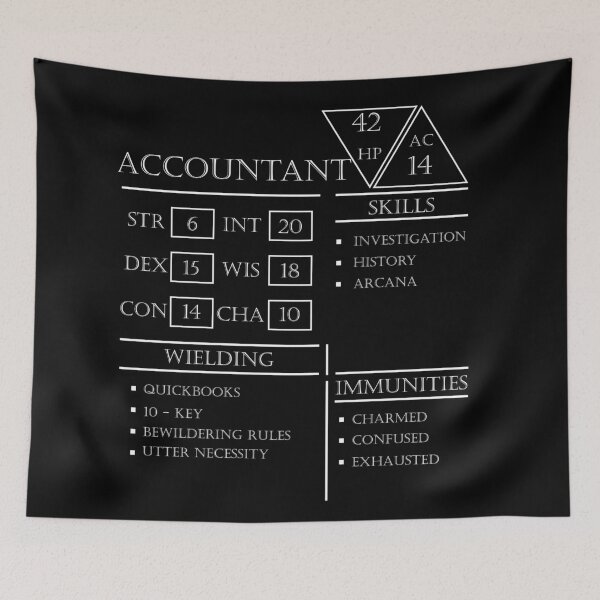 Item preview, Accountant Stats - Character Sheet - White designed and sold by EchoTheBard.