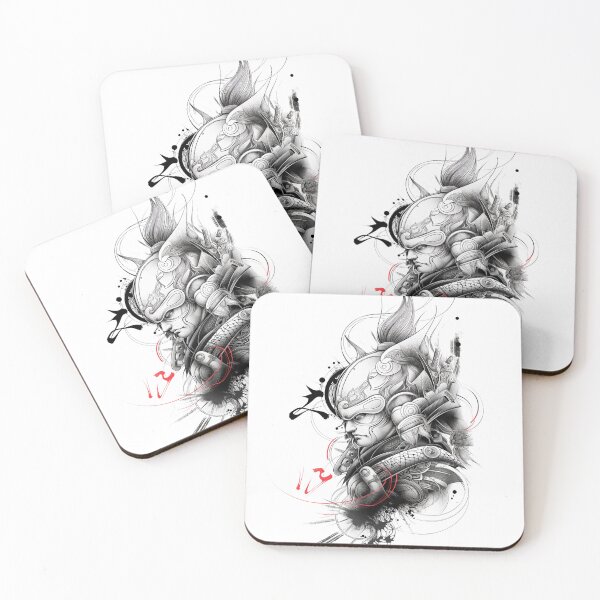 Item preview, Samurai Spirit Warrior – Japanese Armor & Mythology | Black and White Tattoo Art designed and sold by Oni-Pixels.