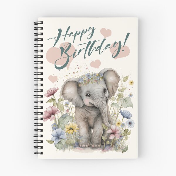 Item preview, Happy Birthday Greeting Cards - Watercolor Cute Elephant designed and sold by InkyGenies.