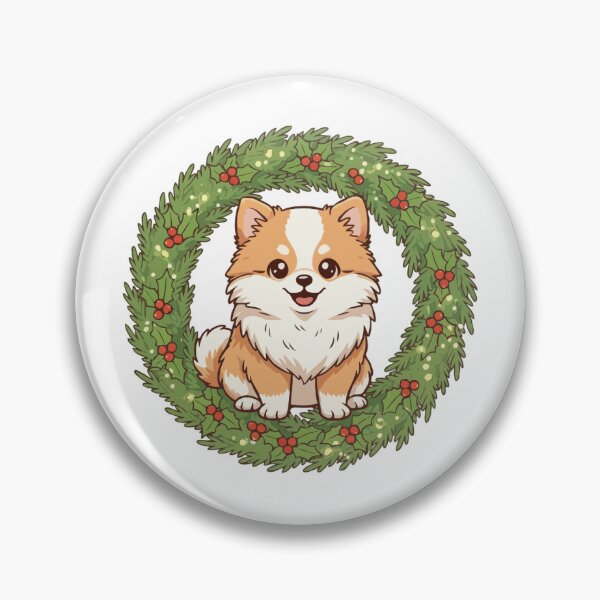 Item preview, Cute Pomeranian Puppy in Christmas Wreath - Christmas Dog Lover designed and sold by The Real Life Symphony.