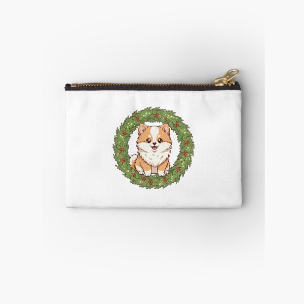 Item preview, Cute Pomeranian Puppy in Christmas Wreath - Christmas Dog Lover designed and sold by The Real Life Symphony.