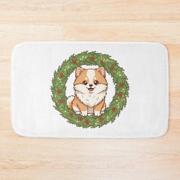 Item preview, Cute Pomeranian Puppy in Christmas Wreath - Christmas Dog Lover designed and sold by The Real Life Symphony.