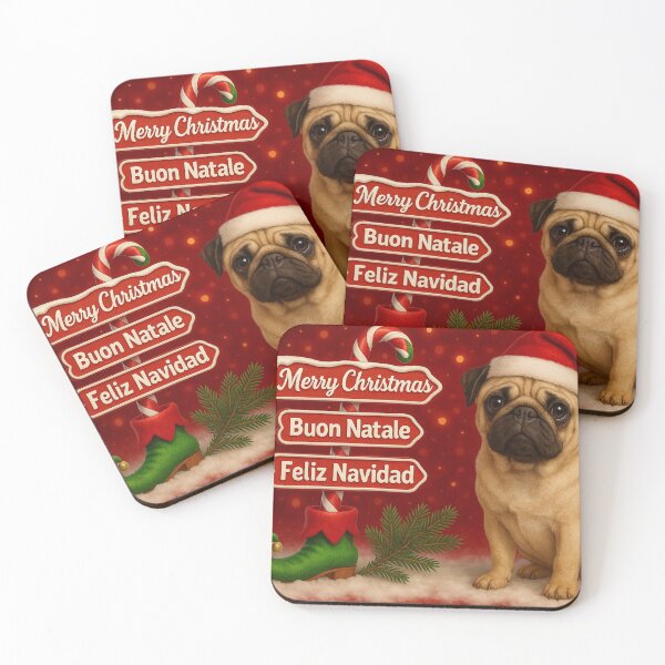 Item preview, Cute Christmas Pug With Candy Cane Sign designed and sold by GivingJoy.