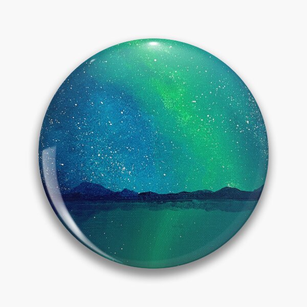 Item preview, Green Aurora Over Sea - Hand-Painted Northern Lights Night Sky Art designed and sold by stainsbystev.