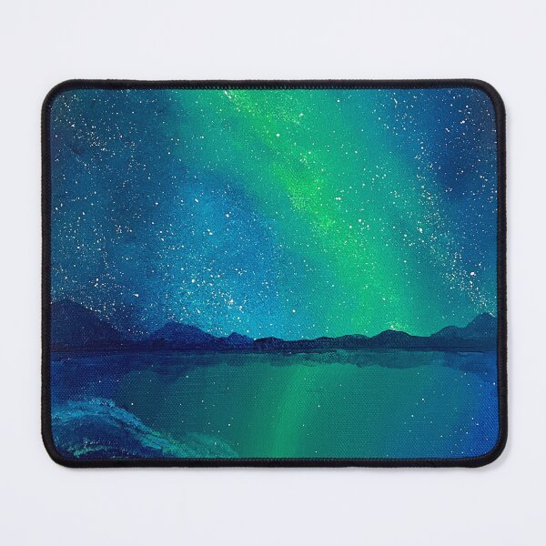 Item preview, Green Aurora Over Sea - Hand-Painted Northern Lights Night Sky Art designed and sold by stainsbystev.