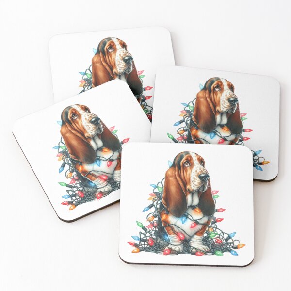 Item preview, Festive Basset wrapped in lights designed and sold by JonysCreativeDesigns.