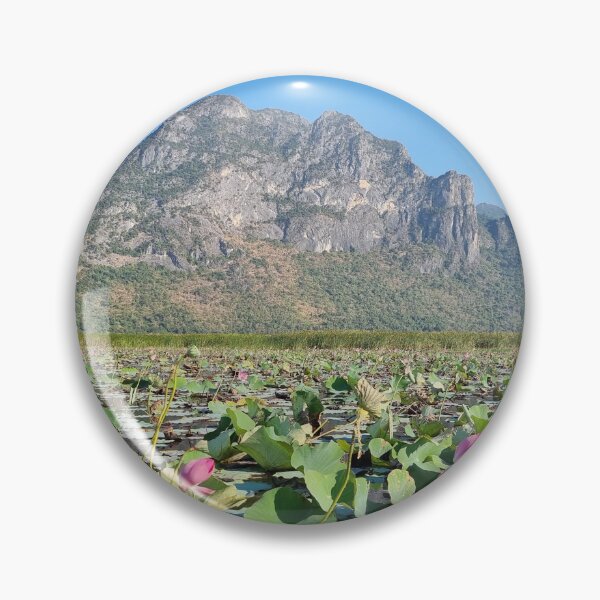 Item preview, Lotus Pond with Mountain Background designed and sold by Sam-Travels.