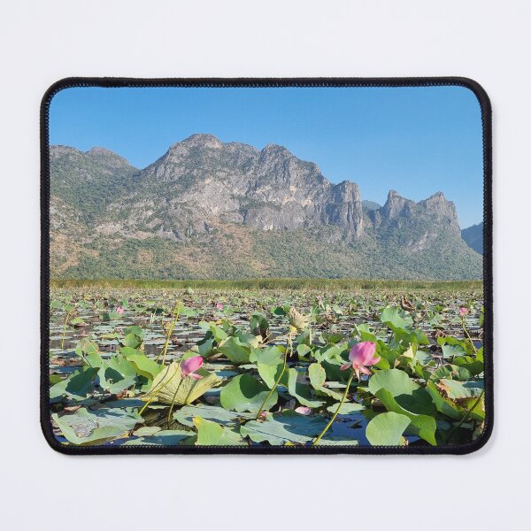 Item preview, Lotus Pond with Mountain Background designed and sold by Sam-Travels.